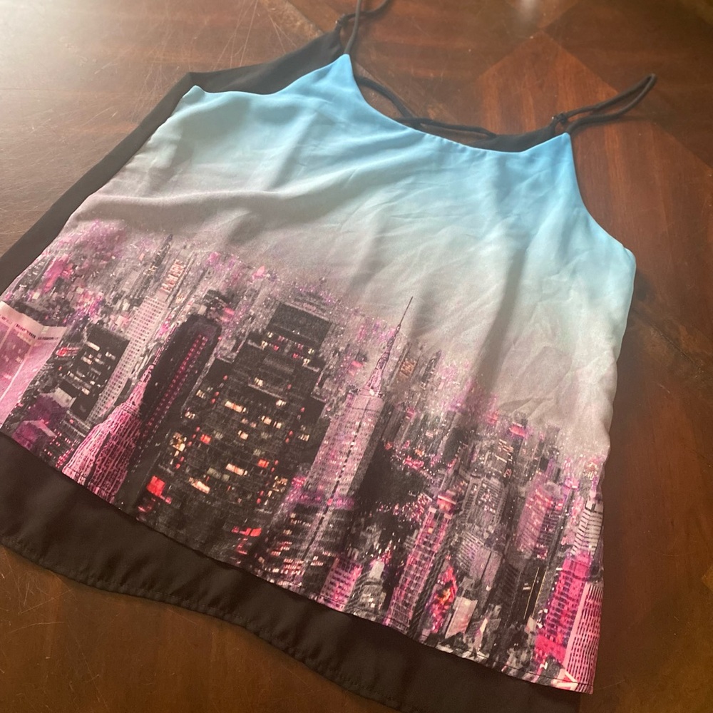 Pink Owl Blue & Pink Ombre Cityscape Cami Top